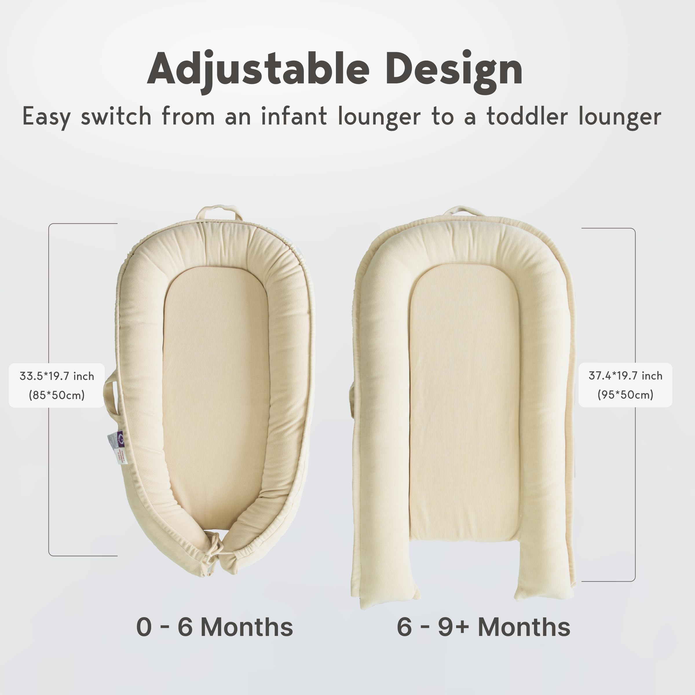 CooCooBaby lounger machine-washable cover demonstrates easy cleanup after spills.