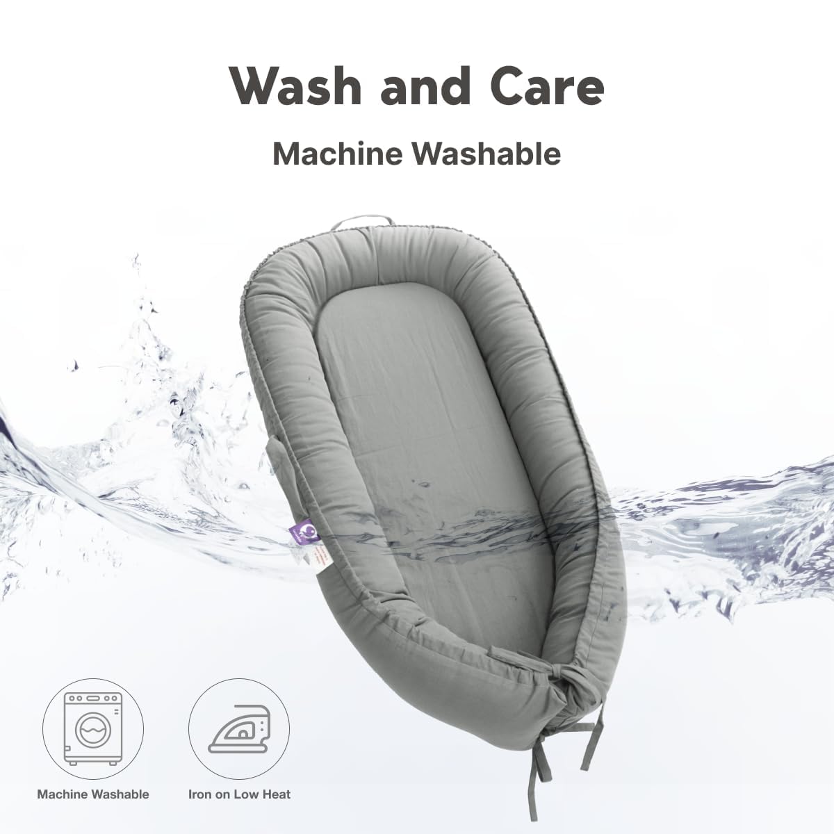 CooCooBaby machine-washable cover shown for easy cleanup after use