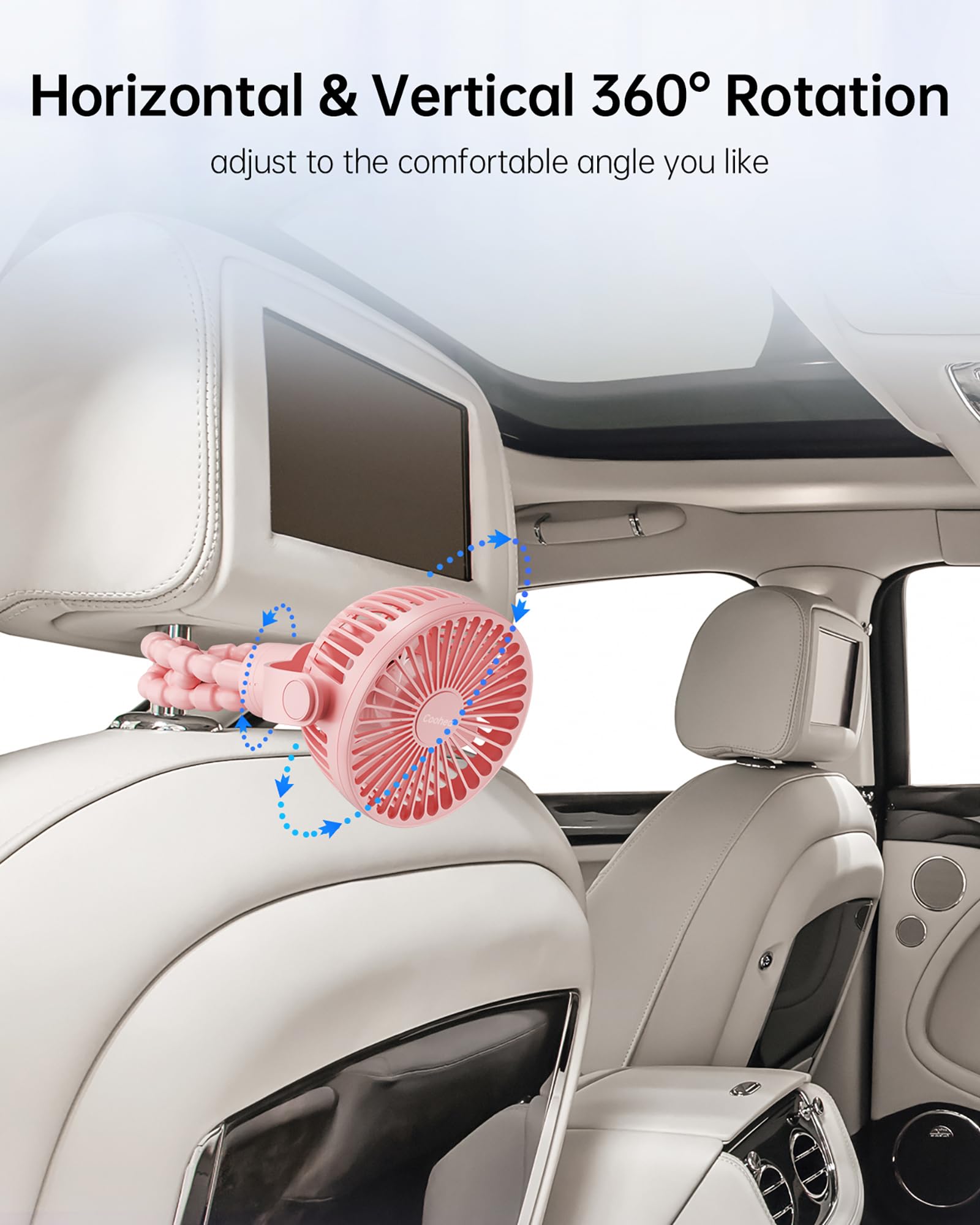Coohea Stroller Fan features a warm LED night light for nighttime care