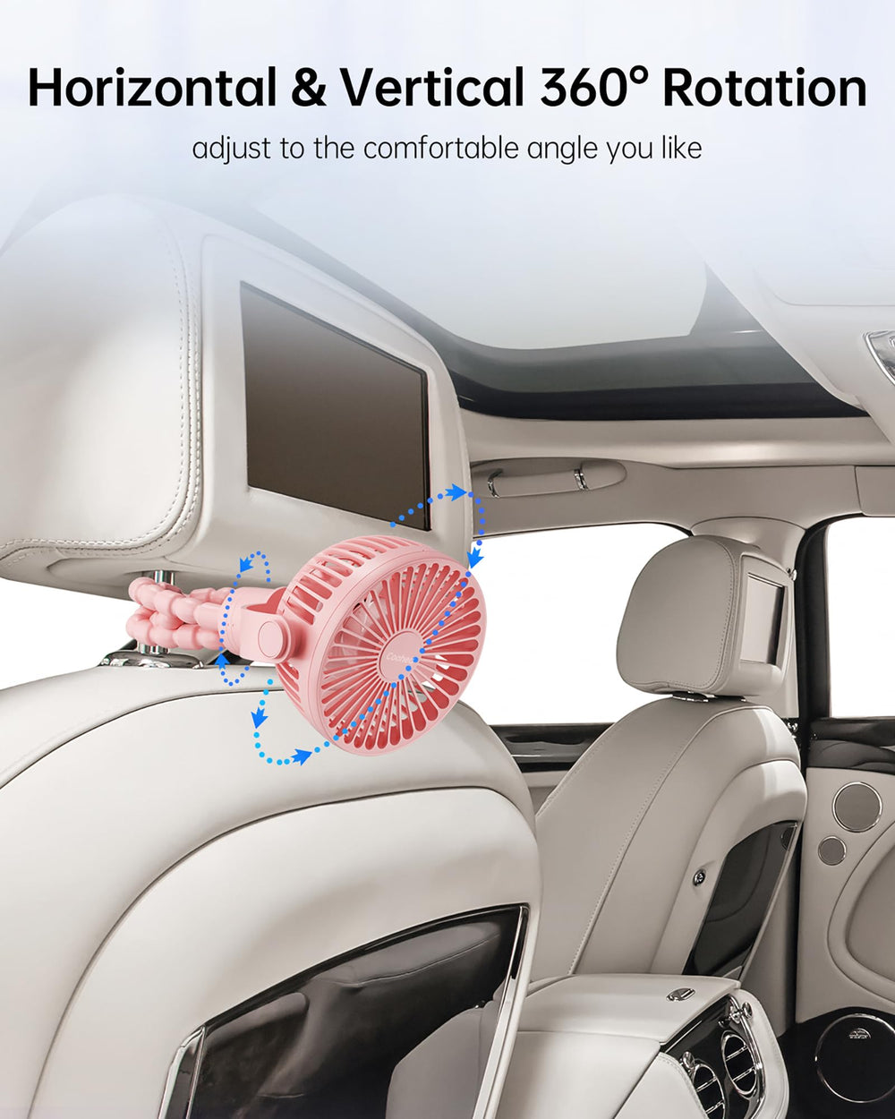 Coohea Stroller Fan features a warm LED night light for nighttime care