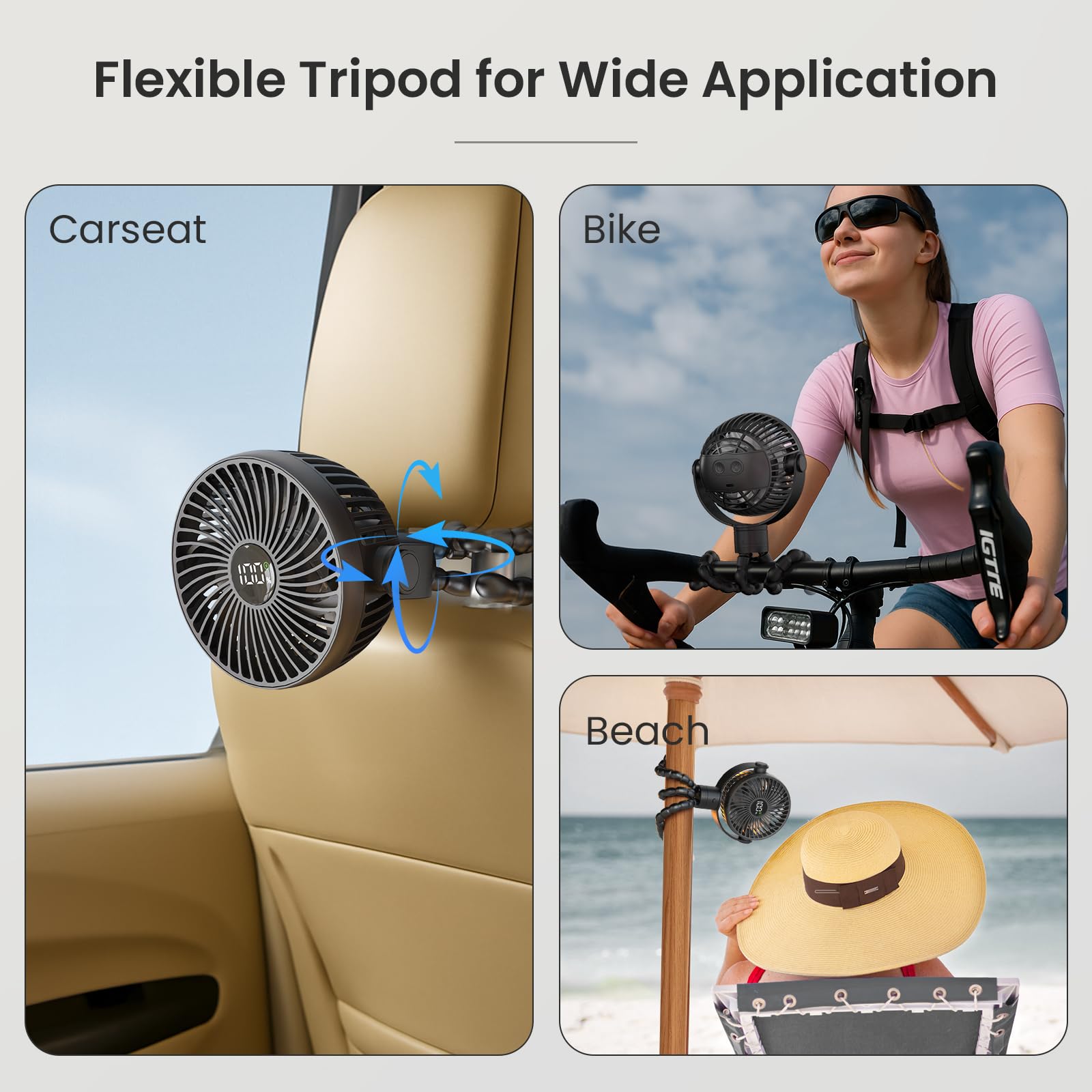 Coohea stroller fan safety silicone clamp protects surfaces and fingers.