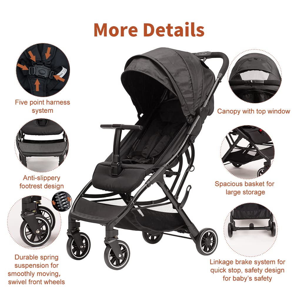 COOL KIDS 5-point harness emphasizes secure seating during strolls and rides.