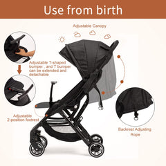 COOL KIDS airport-ready travel stroller compact for overhead bins and easy maneuvering.