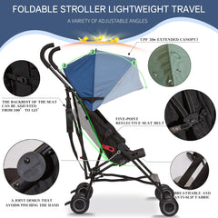 COOL KIDS Baby Portable Stroller on plane-ready setup highlights travel suitability.