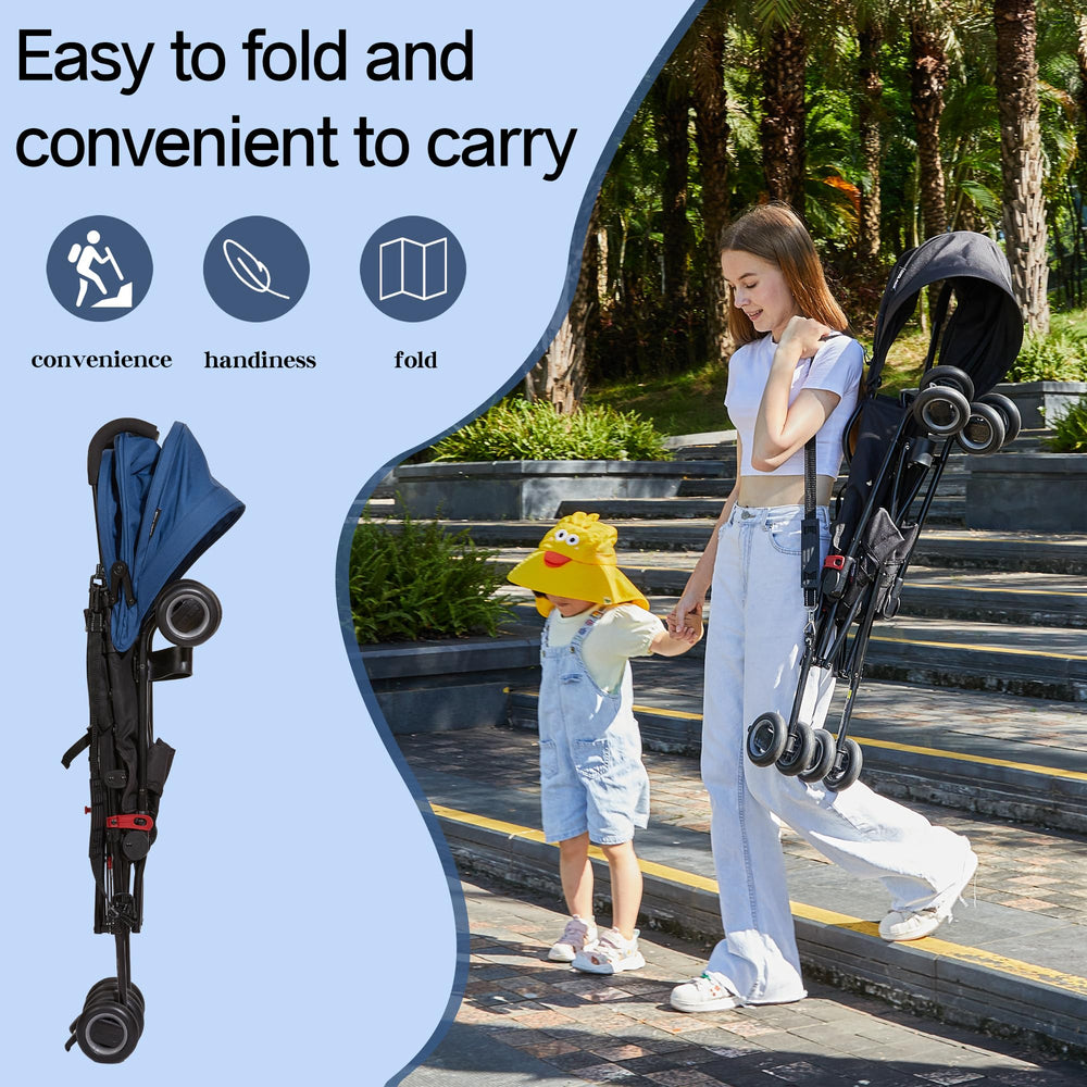 COOL KIDS Baby Portable Stroller folded in three steps for quick storage.