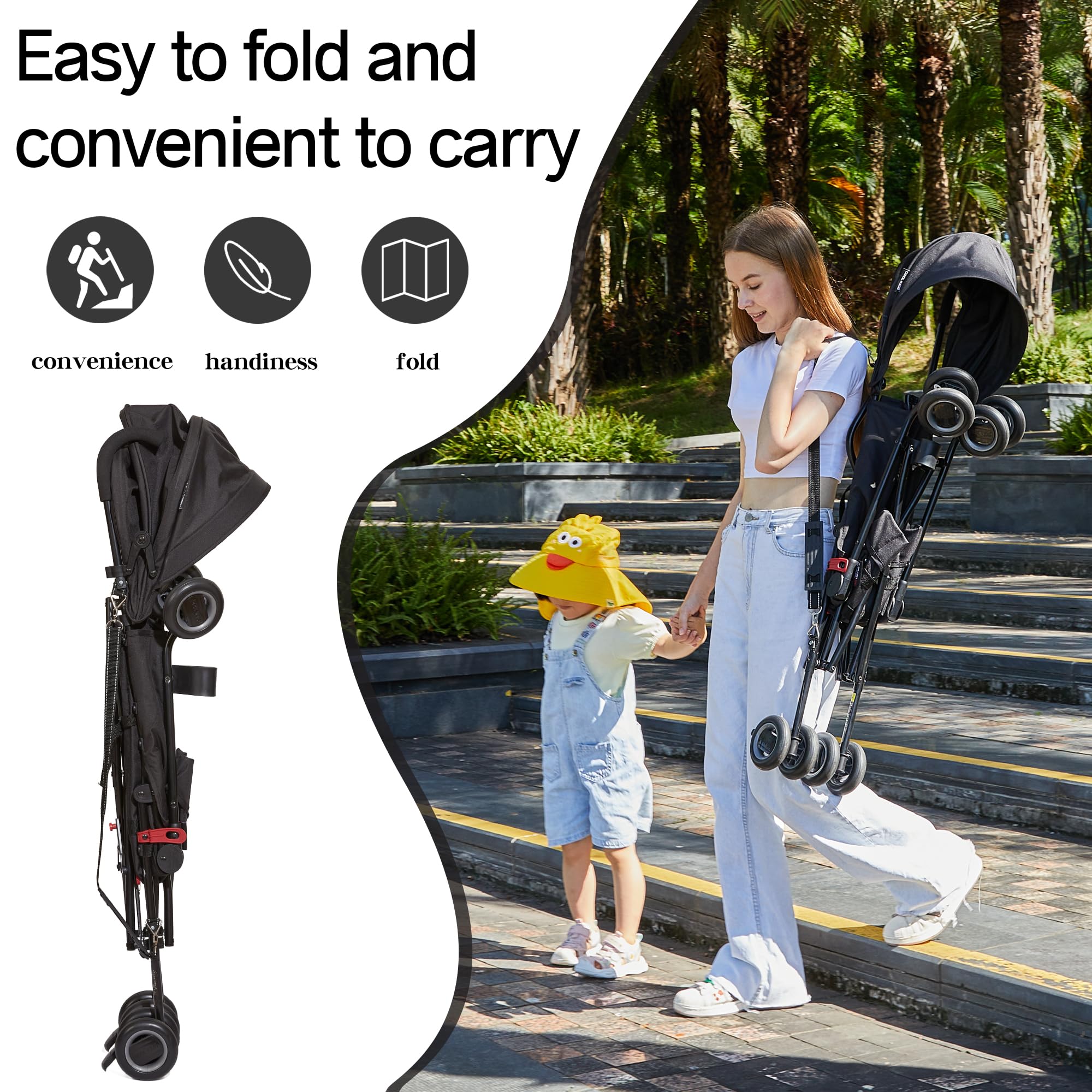 Cool Kids stroller with removable shoulder strap for hands-free shopping