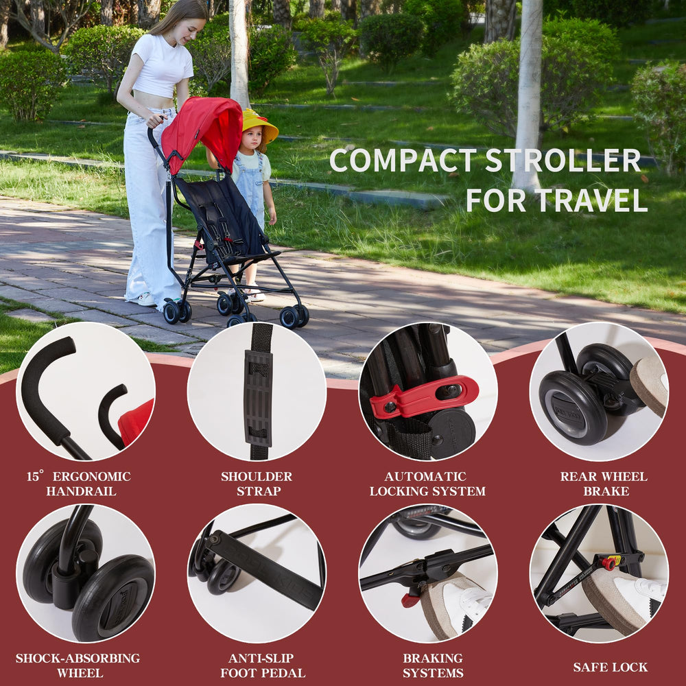 Cool Kids stroller features removable shoulder strap for hands-free carrying.