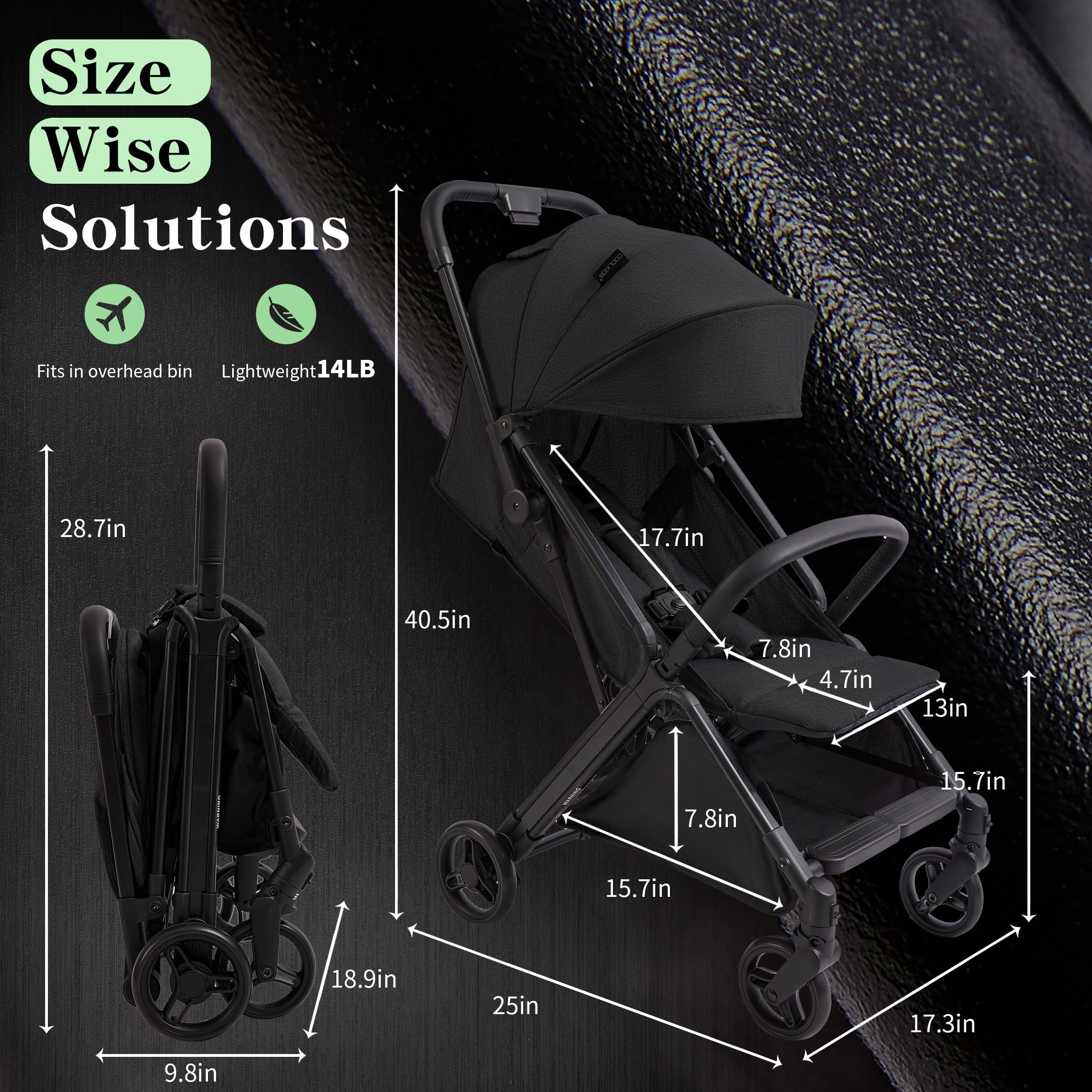 COOL KIDS travel stroller weighs 13 lbs for easy carrying.