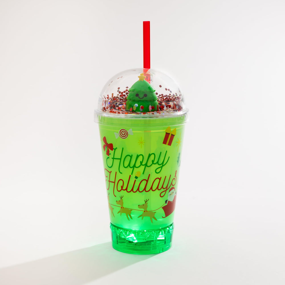 Cool Things Corp light up dome top cup with snowman dome creates festive sipping for gatherings.