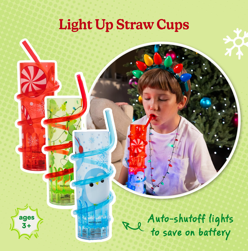 Cool Things Corp light up holiday straw cups Penguin design ideal for winter parties