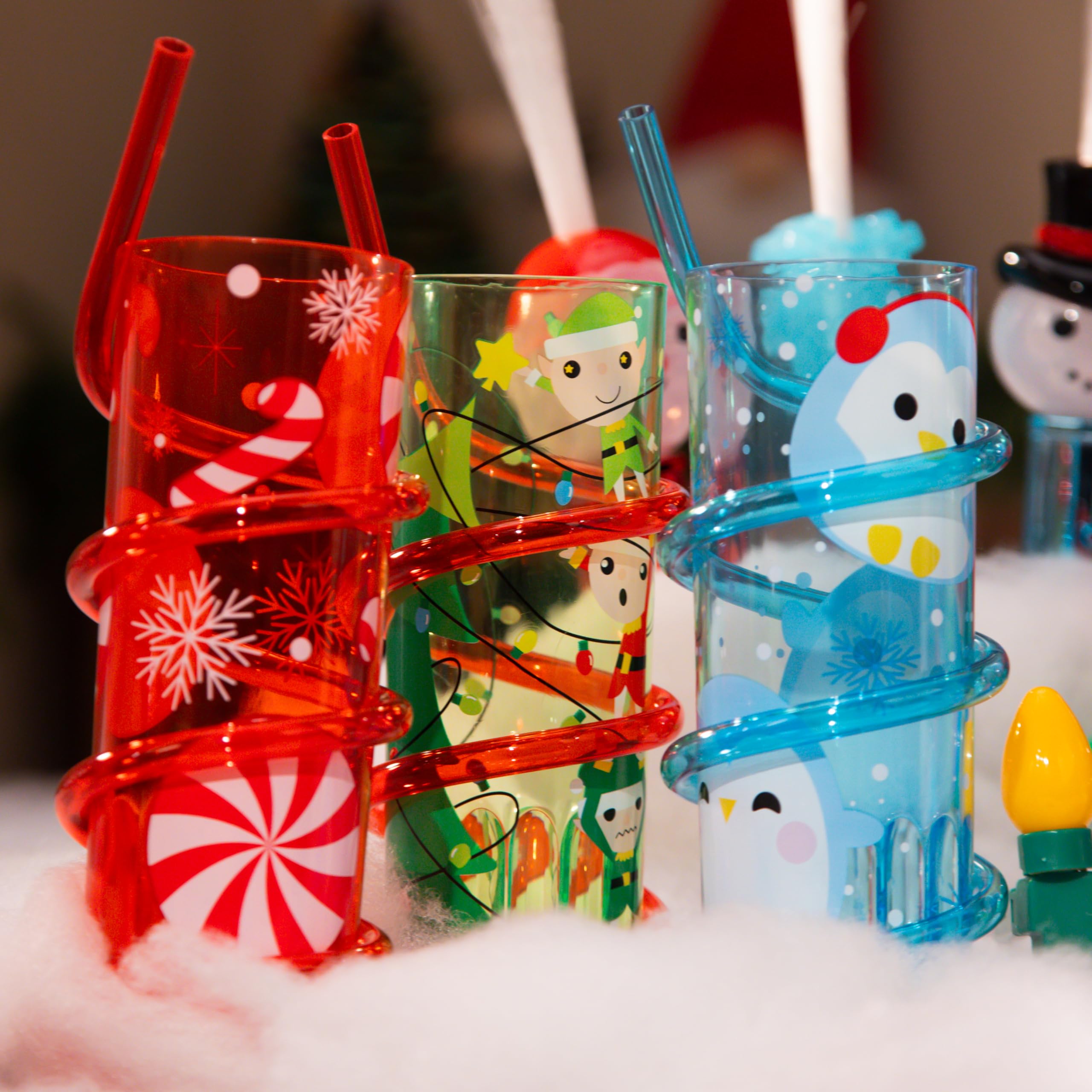 Cool Things Corp light up holiday straw cups Peppermint design adds color to drinks