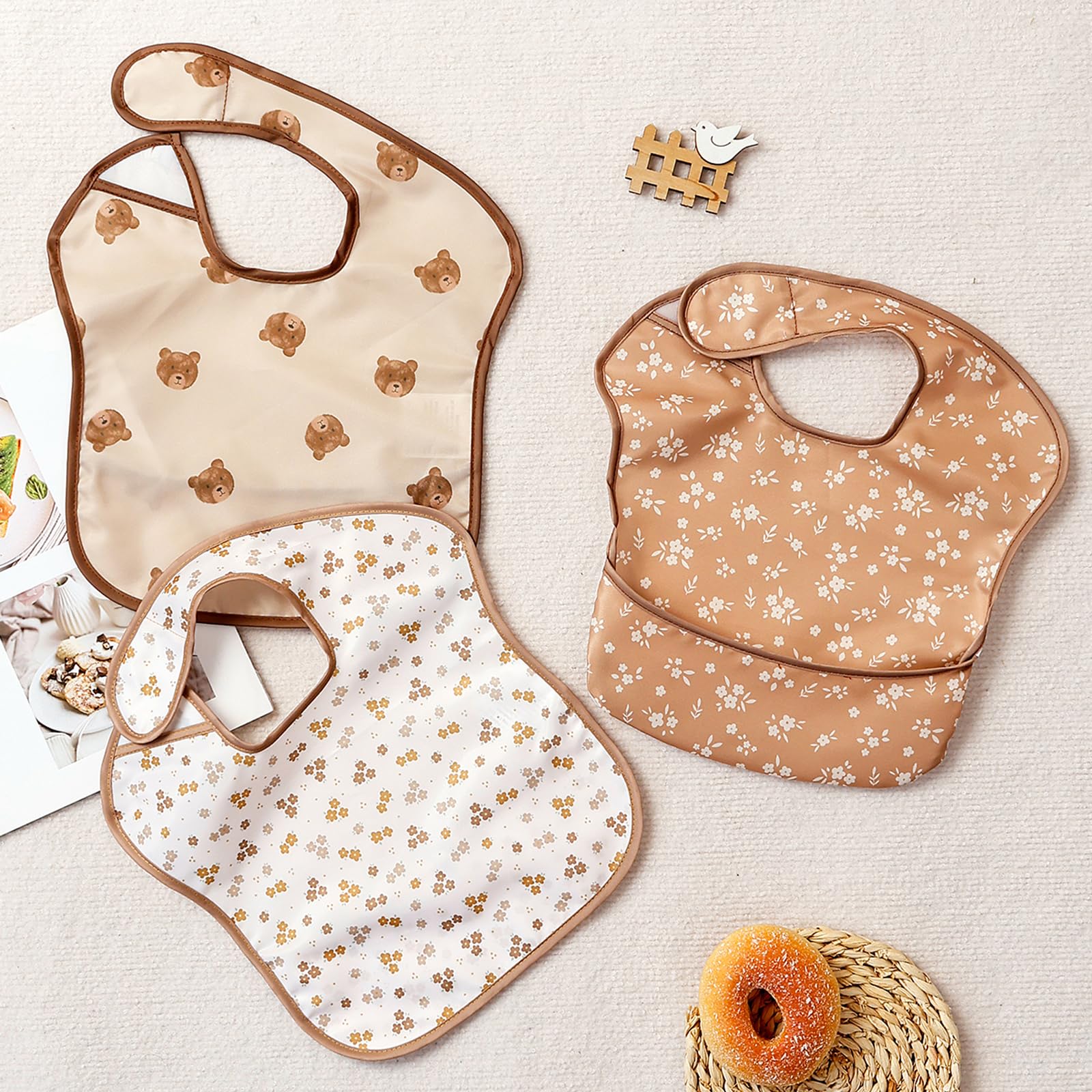 CoolaPeach bibs packaged as a handy three-pack set