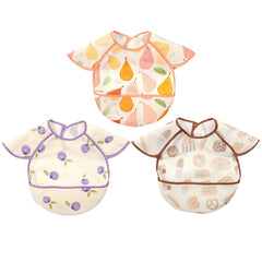 CoolaPeach feeding bibs 3-pack waterproof close-up shows durable fabric protecting outfits during meals