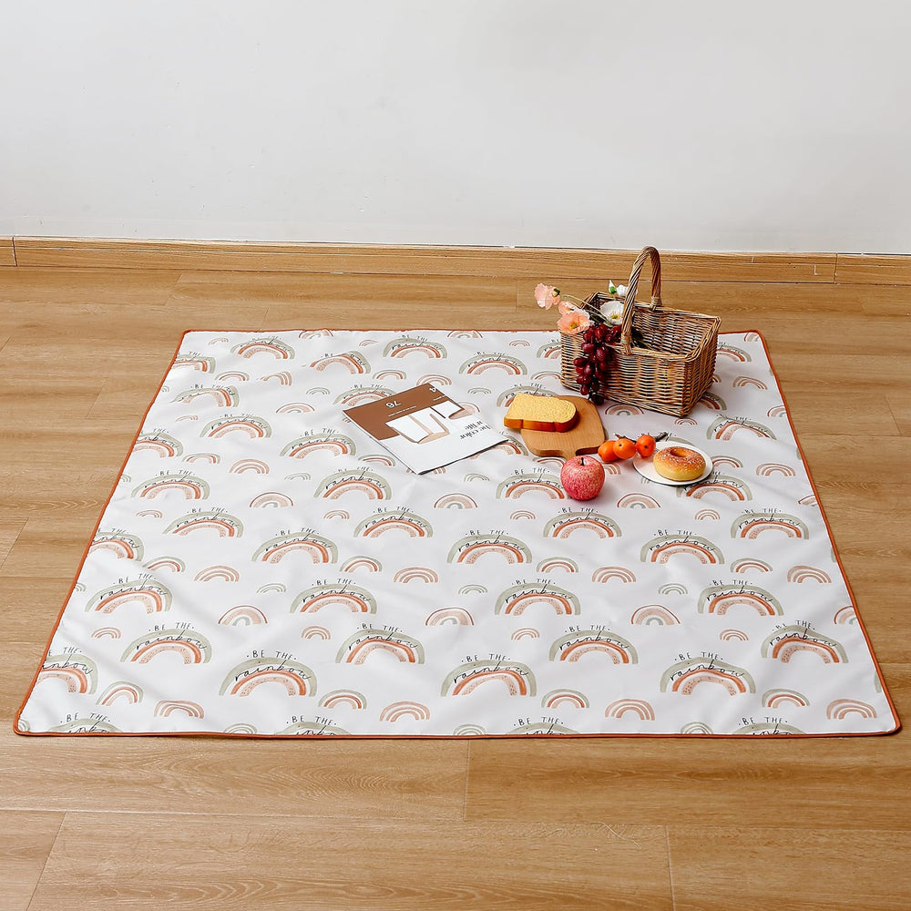 CoolaPeach rainbow splat mat floor protector for busy mealtimes