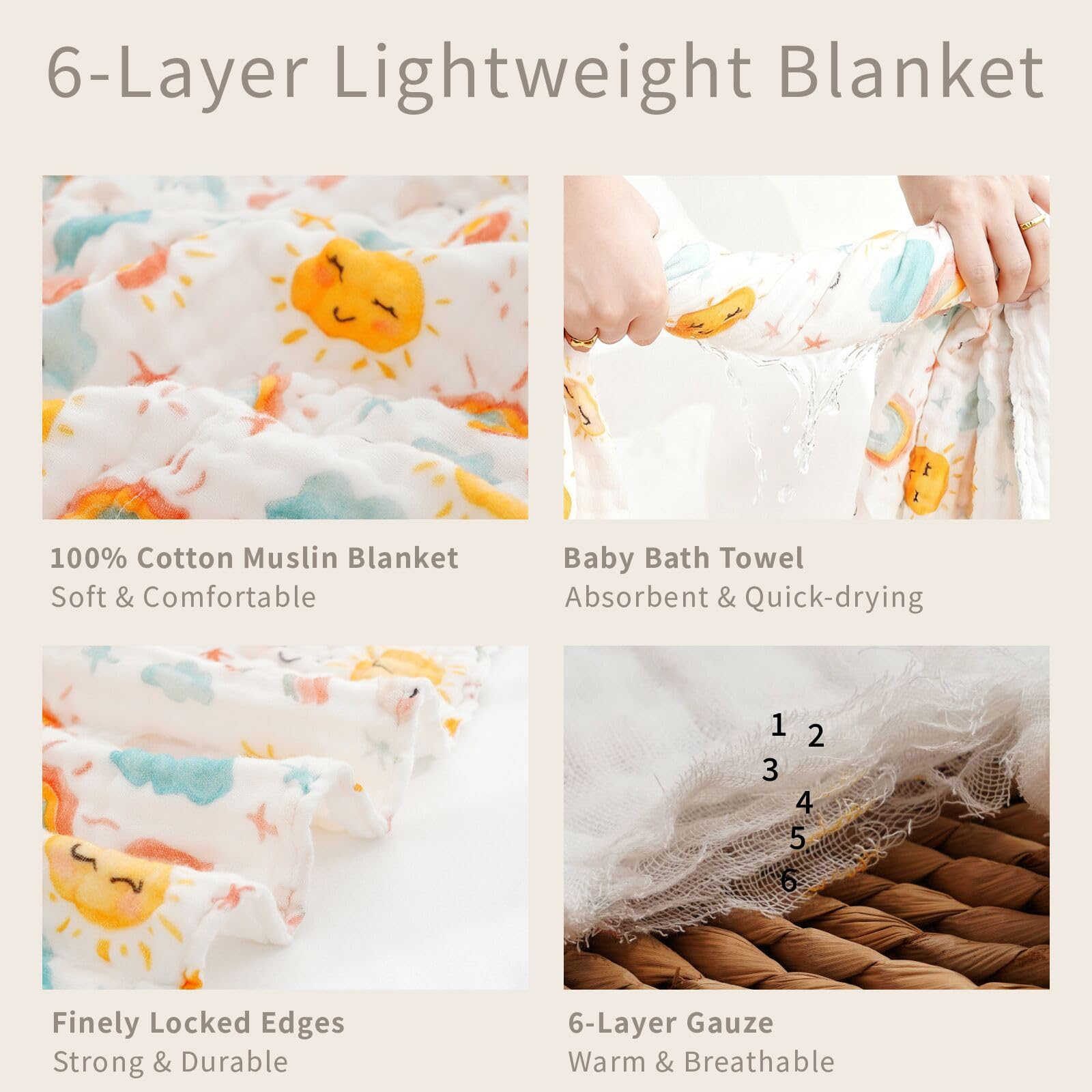 CoolaPeach muslin swaddle blanket soft texture with velvety feel