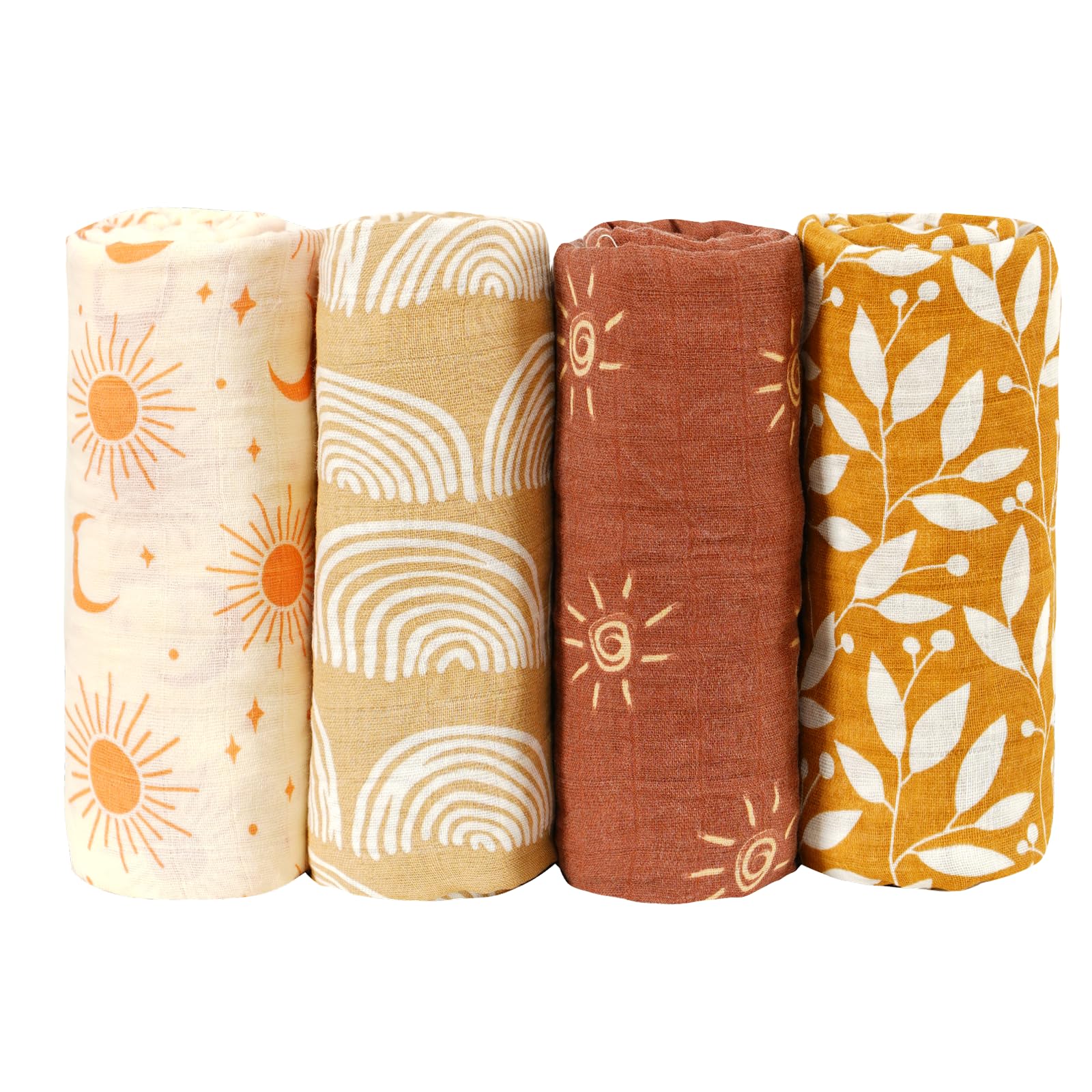 CoolaPeach muslin swaddle blankets yellow floral print folded travel-friendly softness
