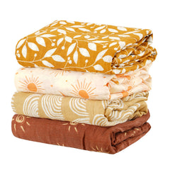 CoolaPeach muslin swaddle blankets yellow floral print breathable newborn comfort