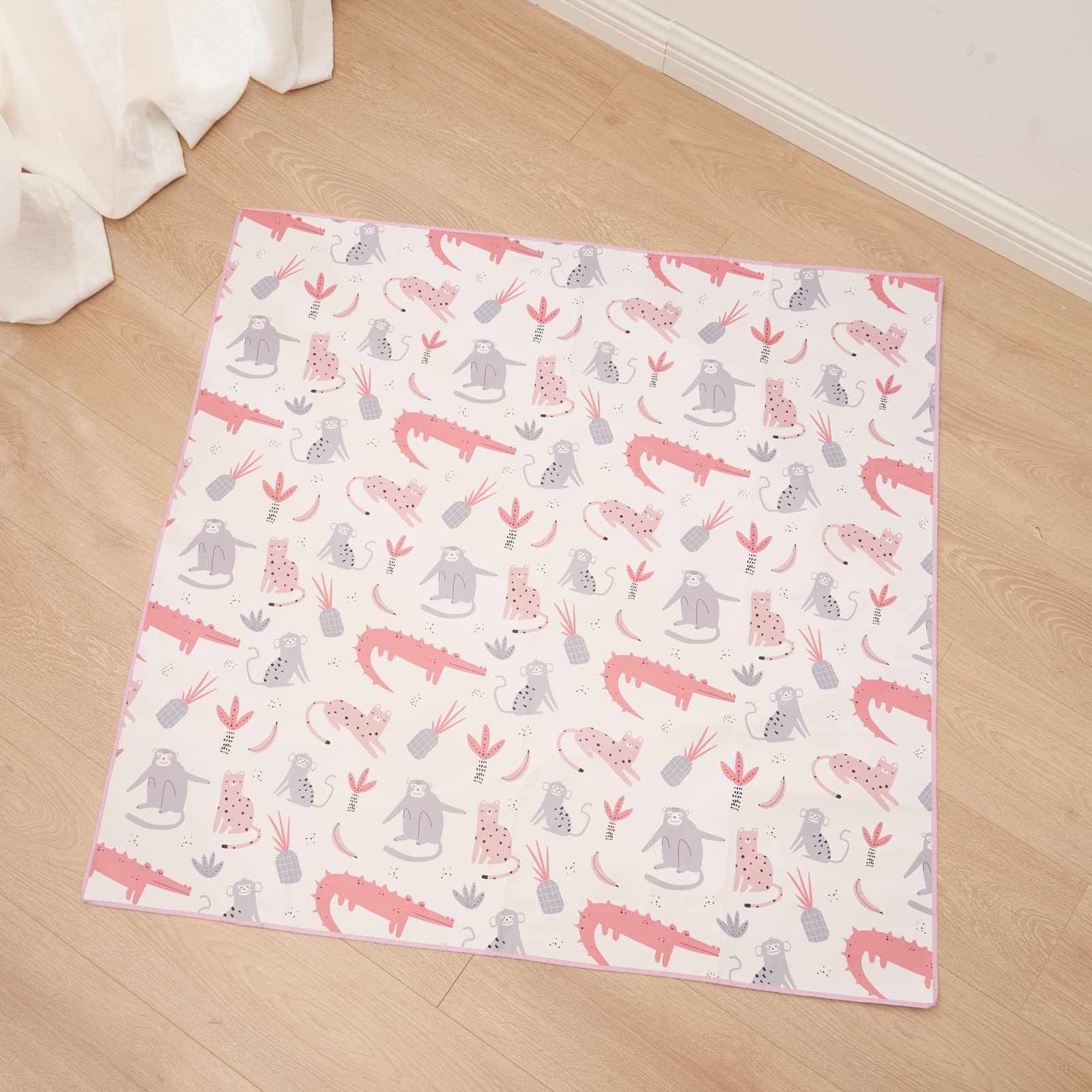 CoolaPeach Splat Mat 43x43 size covers large mess areas.