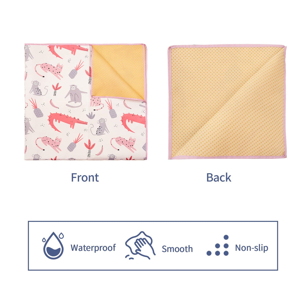 CoolaPeach Splat Mat easy-clean surface resists stains and wipes clean.