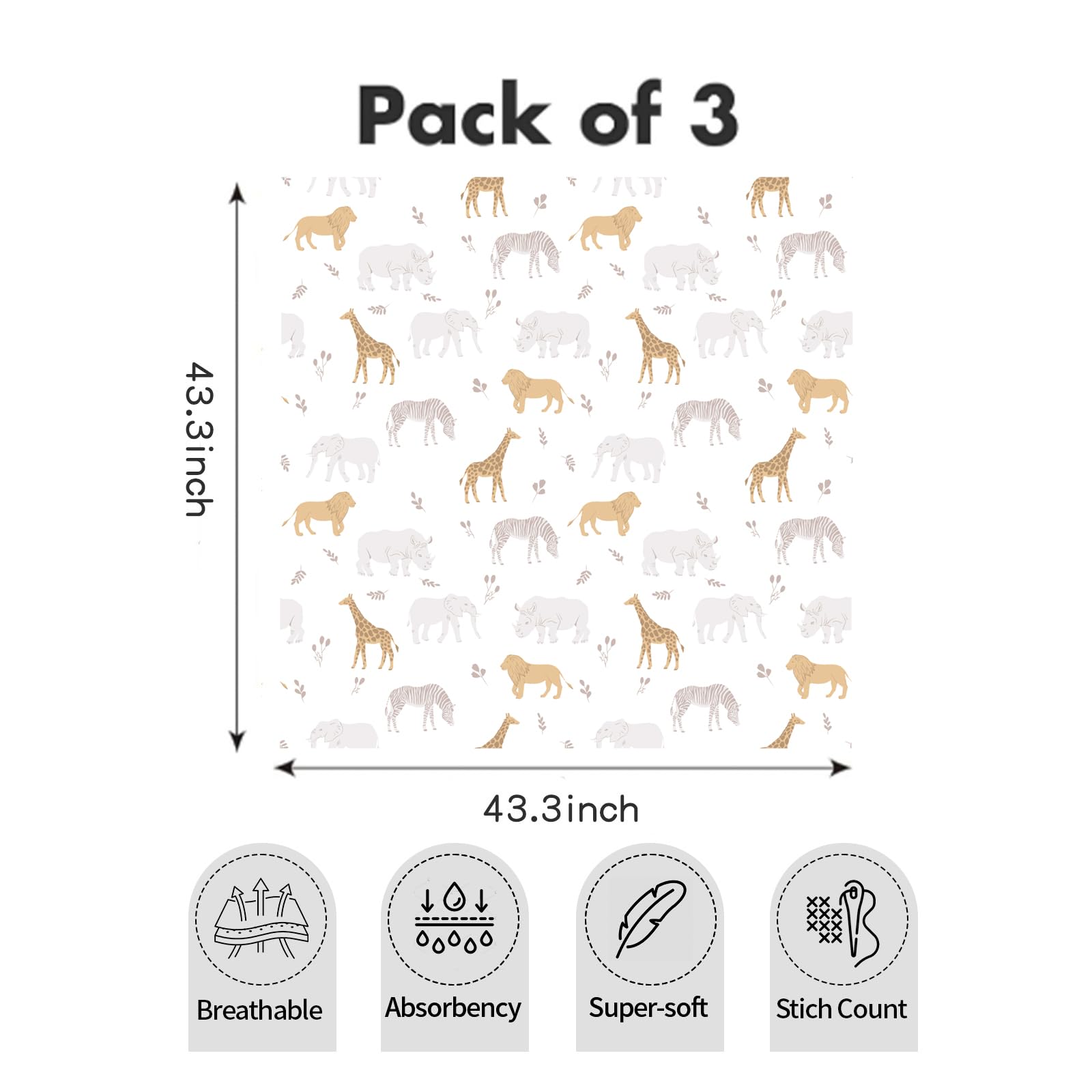 CoolaPeach swaddle animal-pattern large blanket: breathable fabric for day-to-day comfort.