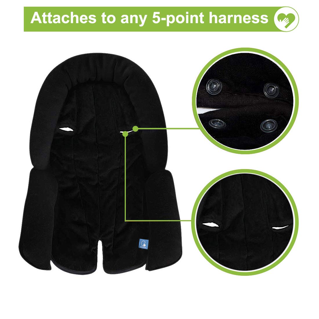 CoolBEBE infant cushion front view shows 0–4 month sizing for snug fit.