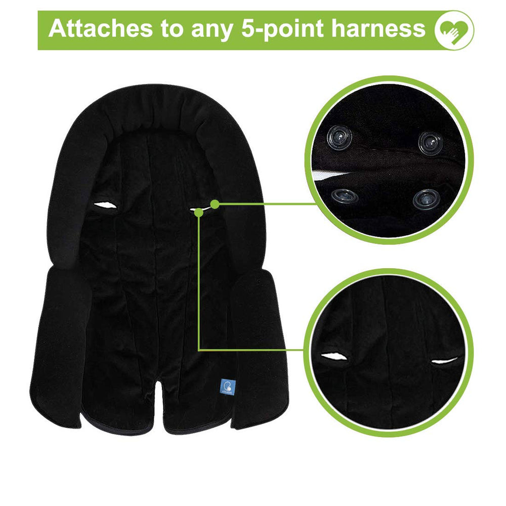 CoolBEBE infant cushion front view shows 0–4 month sizing for snug fit.