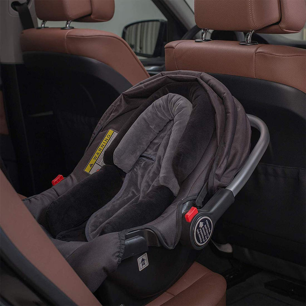 CoolBEBE soft velour fabric close-up highlights plush, skin-friendly cushioning.