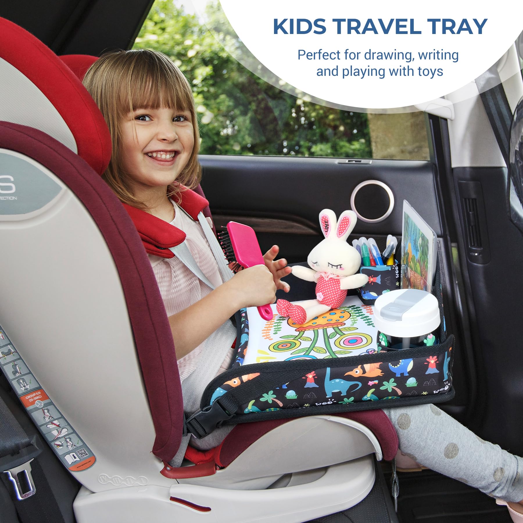 COOLBEBE car-seat attachment tray stays secure on car journeys