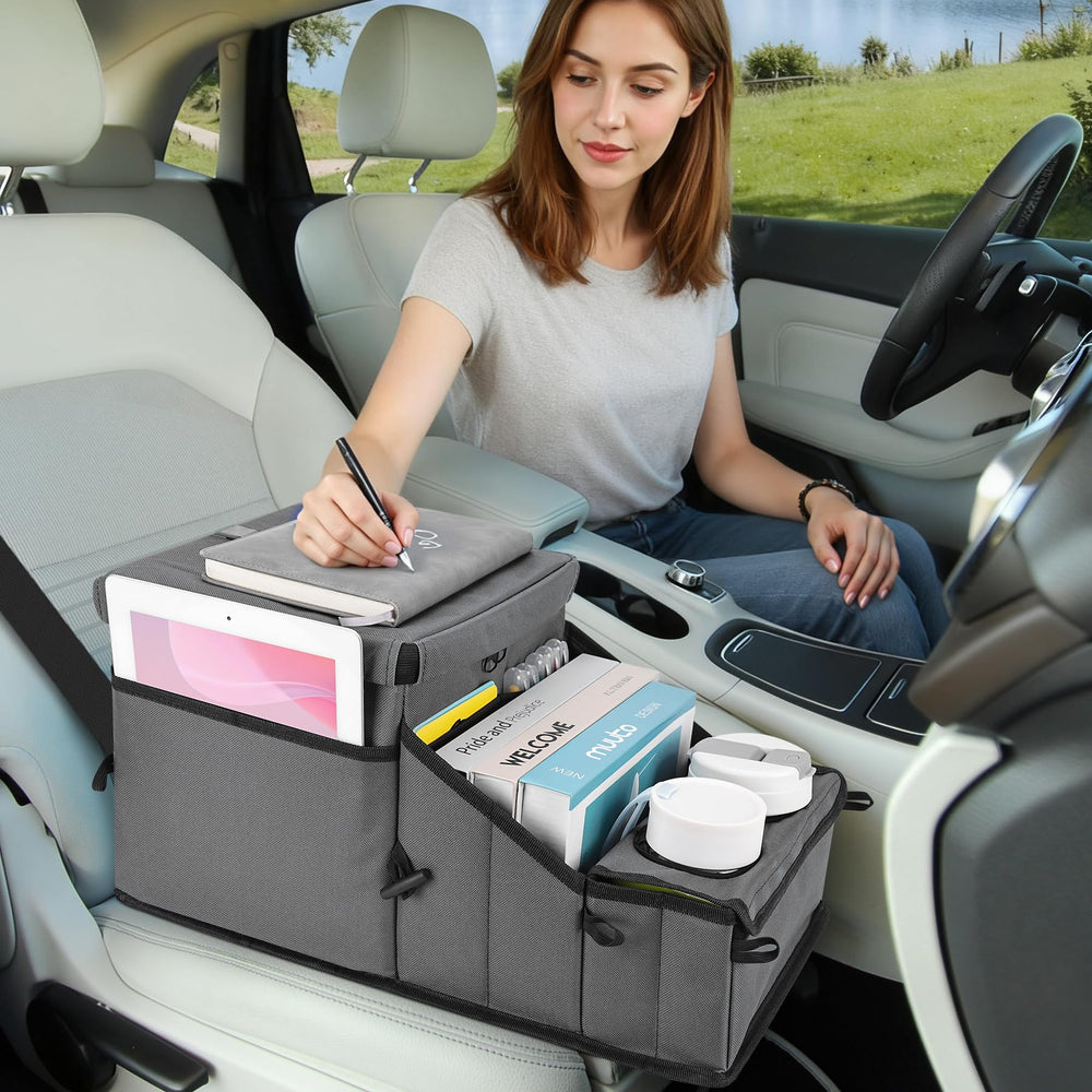 COOLBEBE car seat organizer side view emphasizes stable structure and no-slip performance