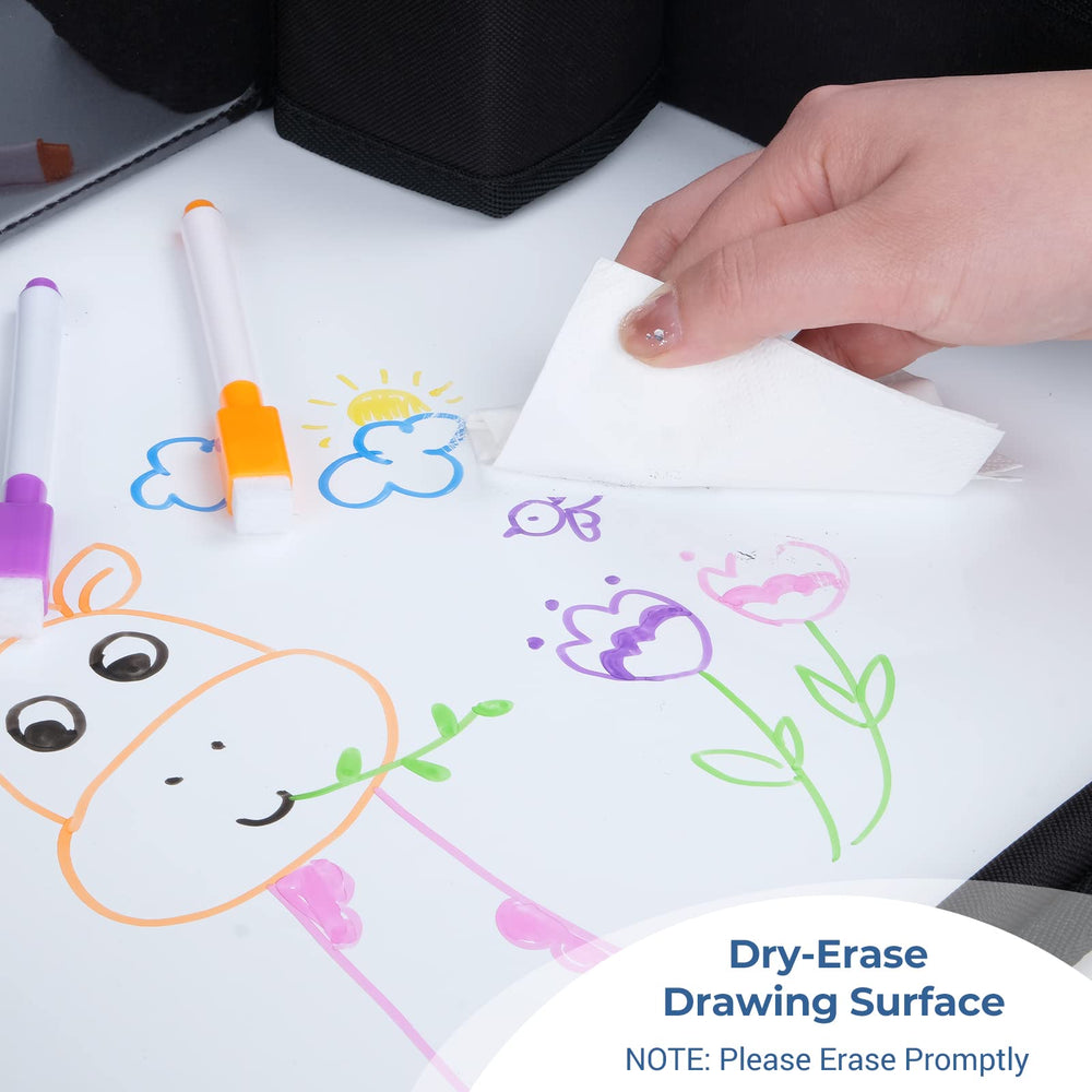 COOLBEBE erasable markers included for mess-free drawing on the tray