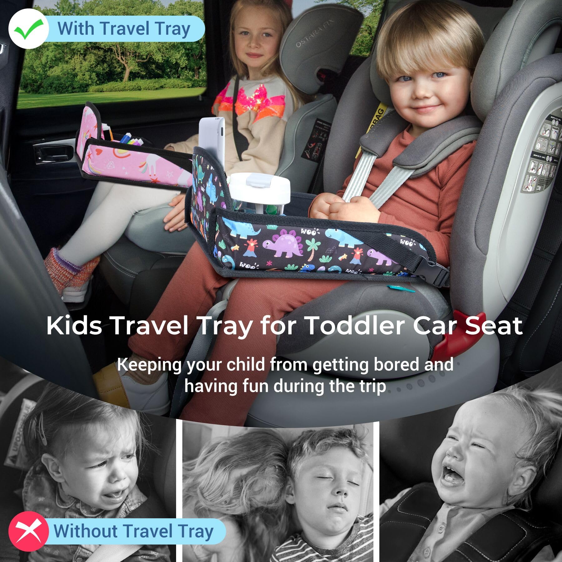 COOLBEBE erasable surface travel tray cleans quickly after mess-free doodles