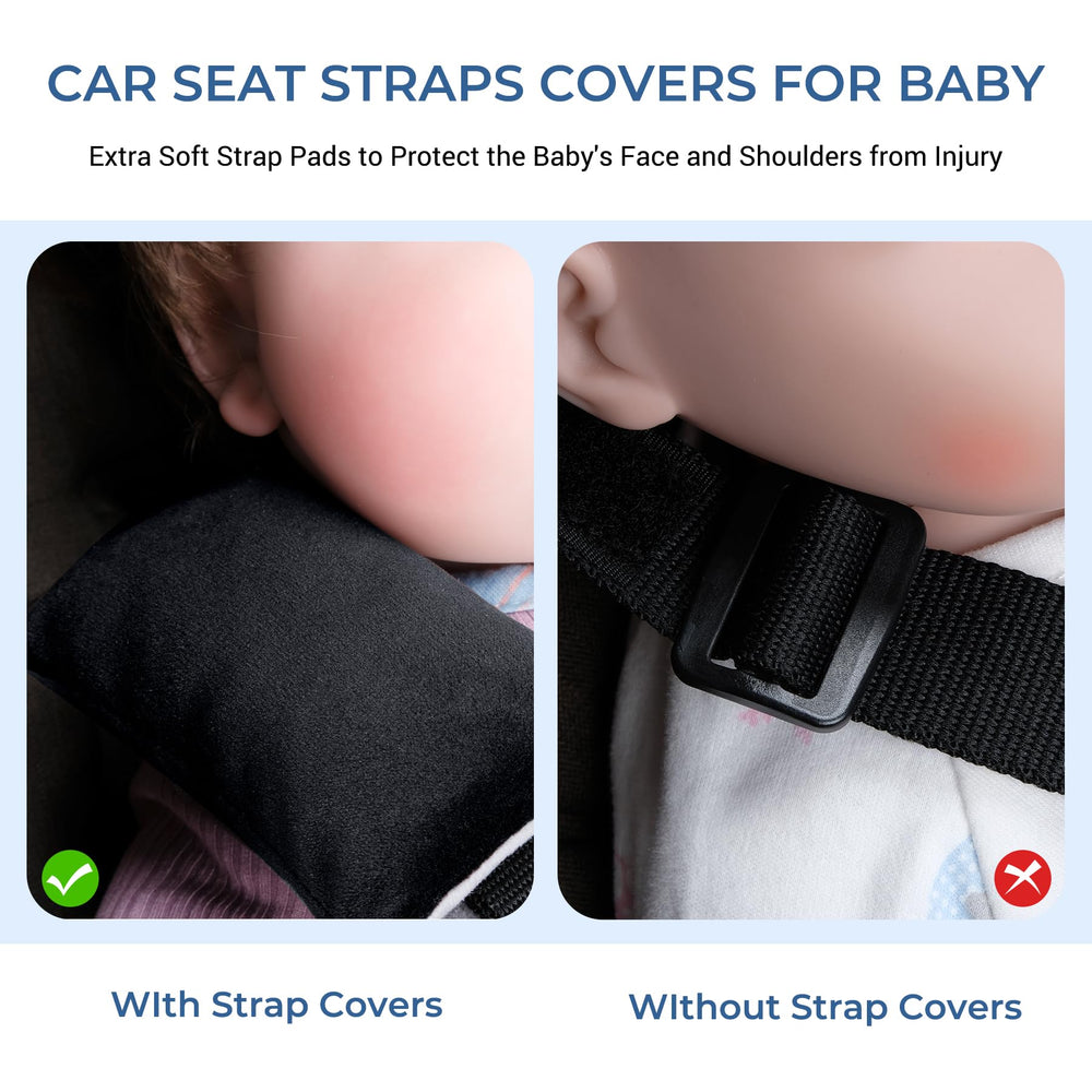 CoolBebe infant carrier strap wrap adds cushioned support on walks.