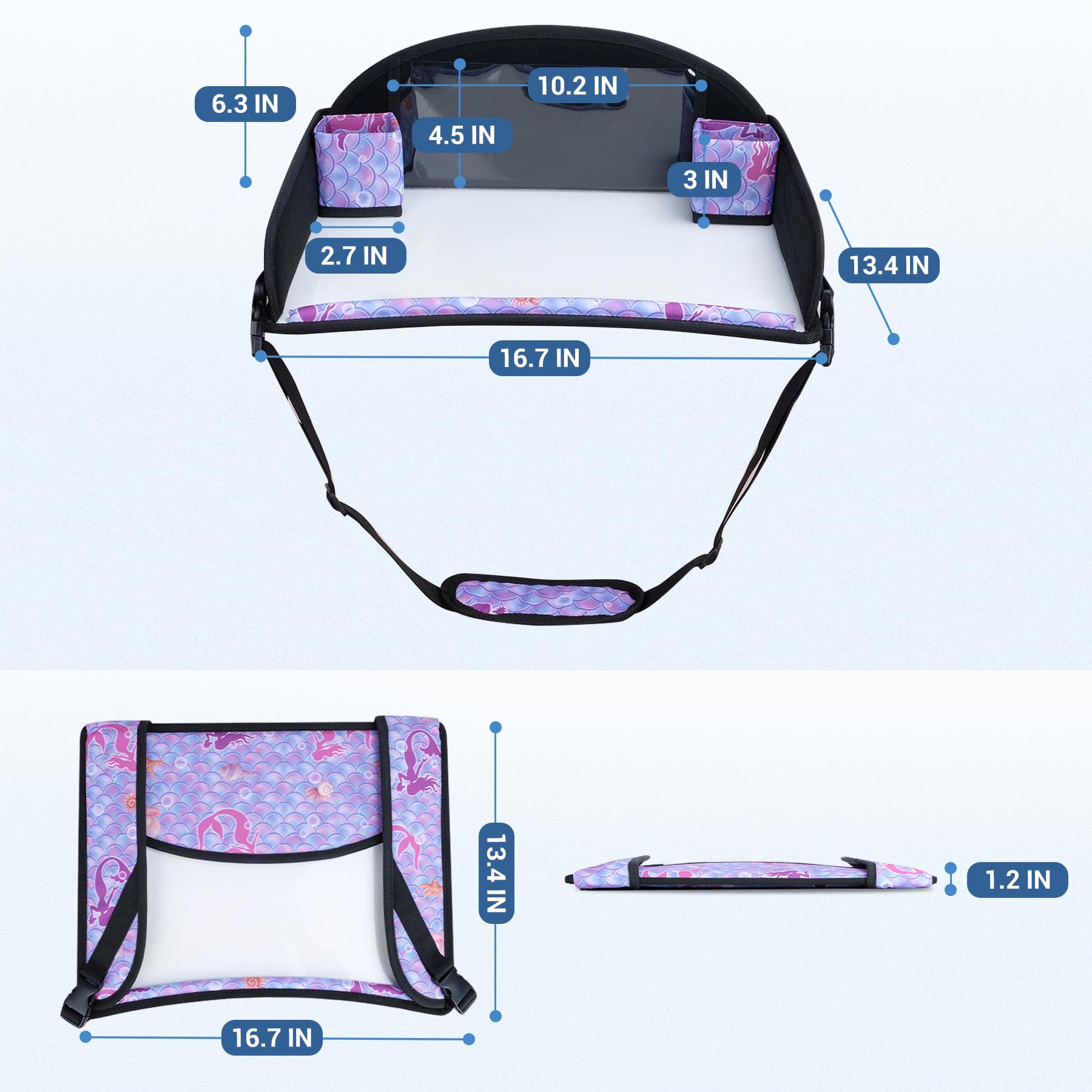COOLBEBE Mermaid Travel Tray on airplane tray tables for travel moments