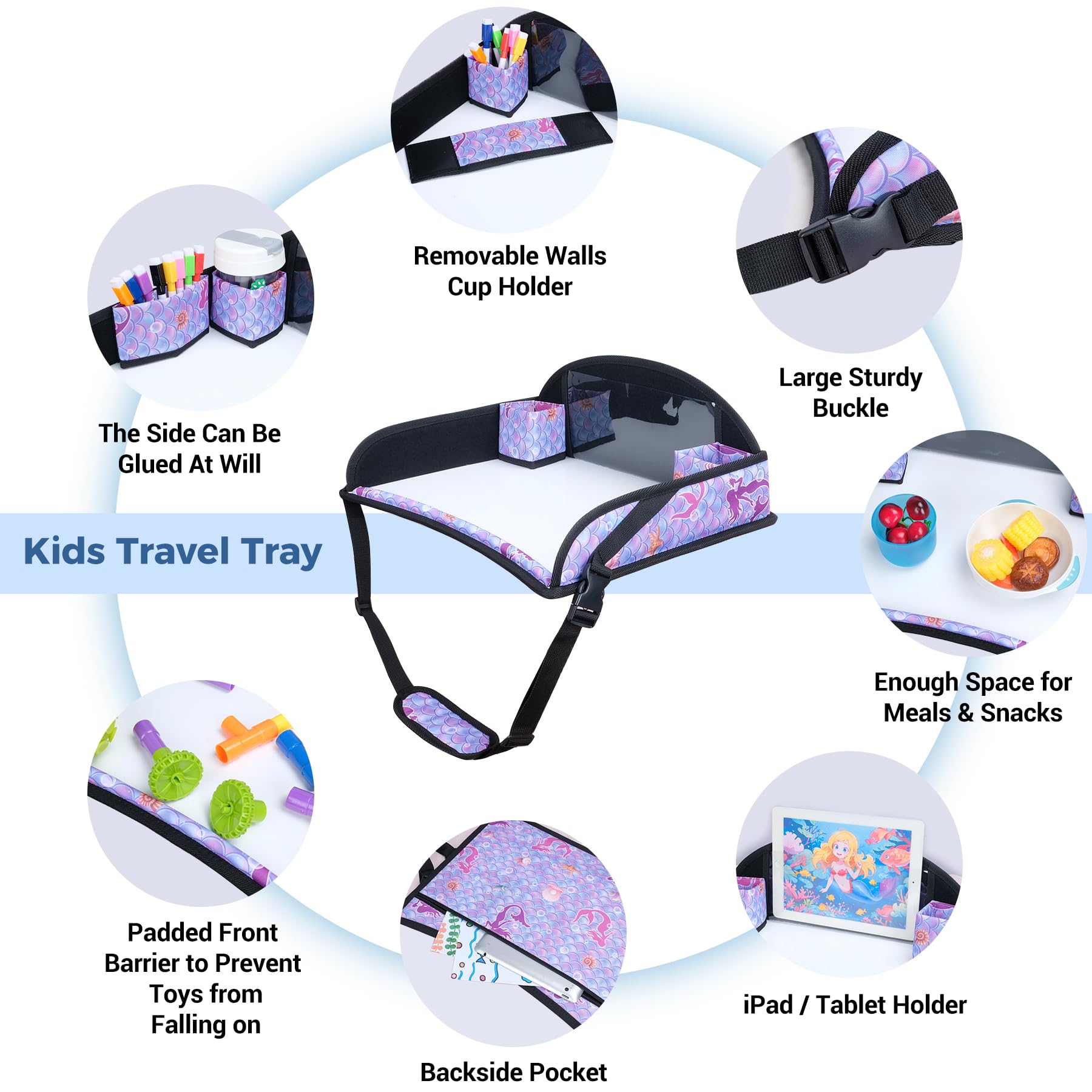 COOLBEBE Mermaid Travel Tray dividers keep snacks organized