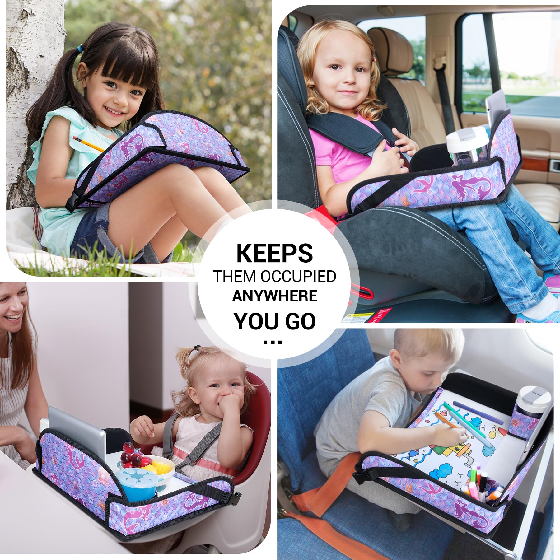 COOLBEBE Mermaid Travel Tray folded flat for easy carry
