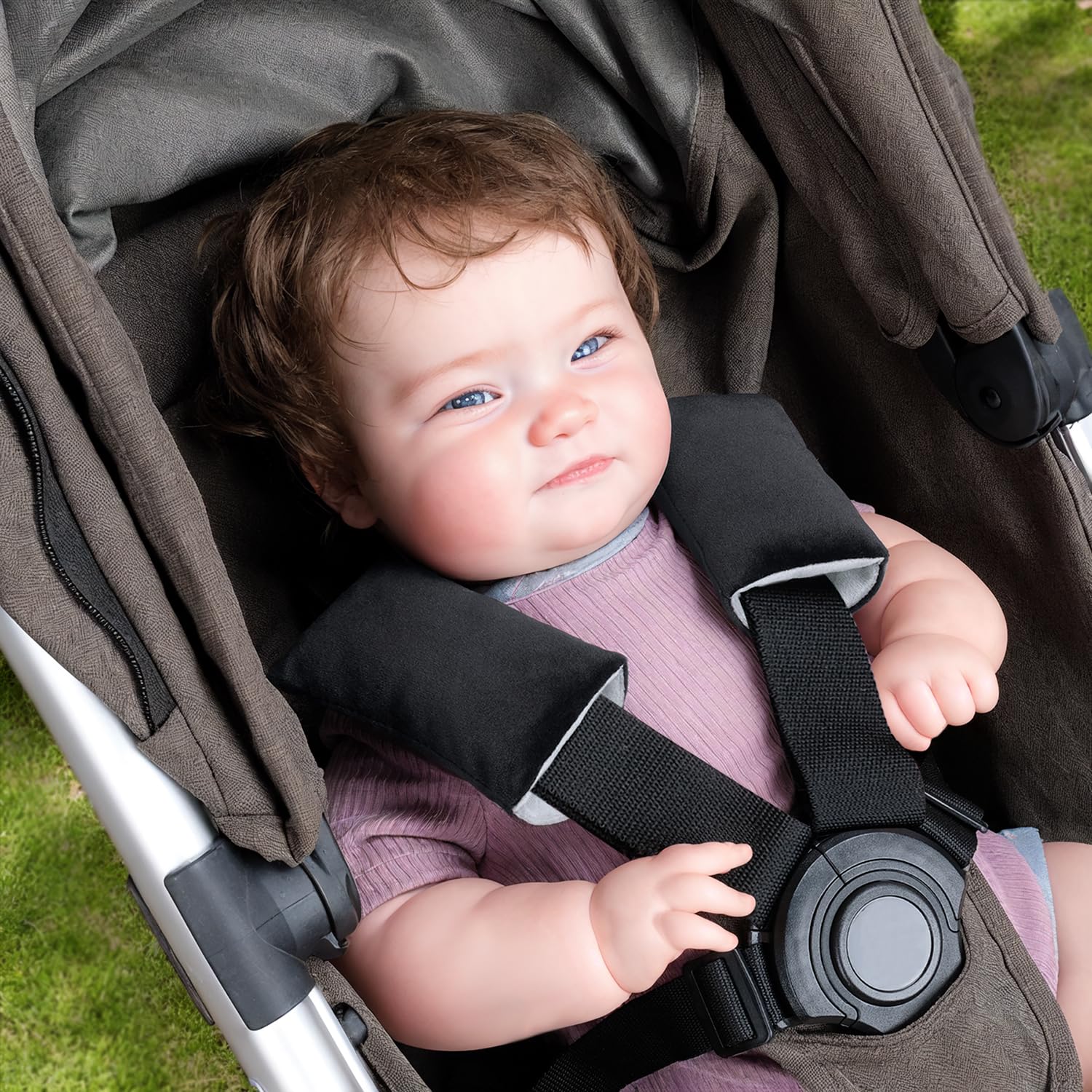 CoolBebe machine-washable seatbelt cover keeps belts clean and fresh.
