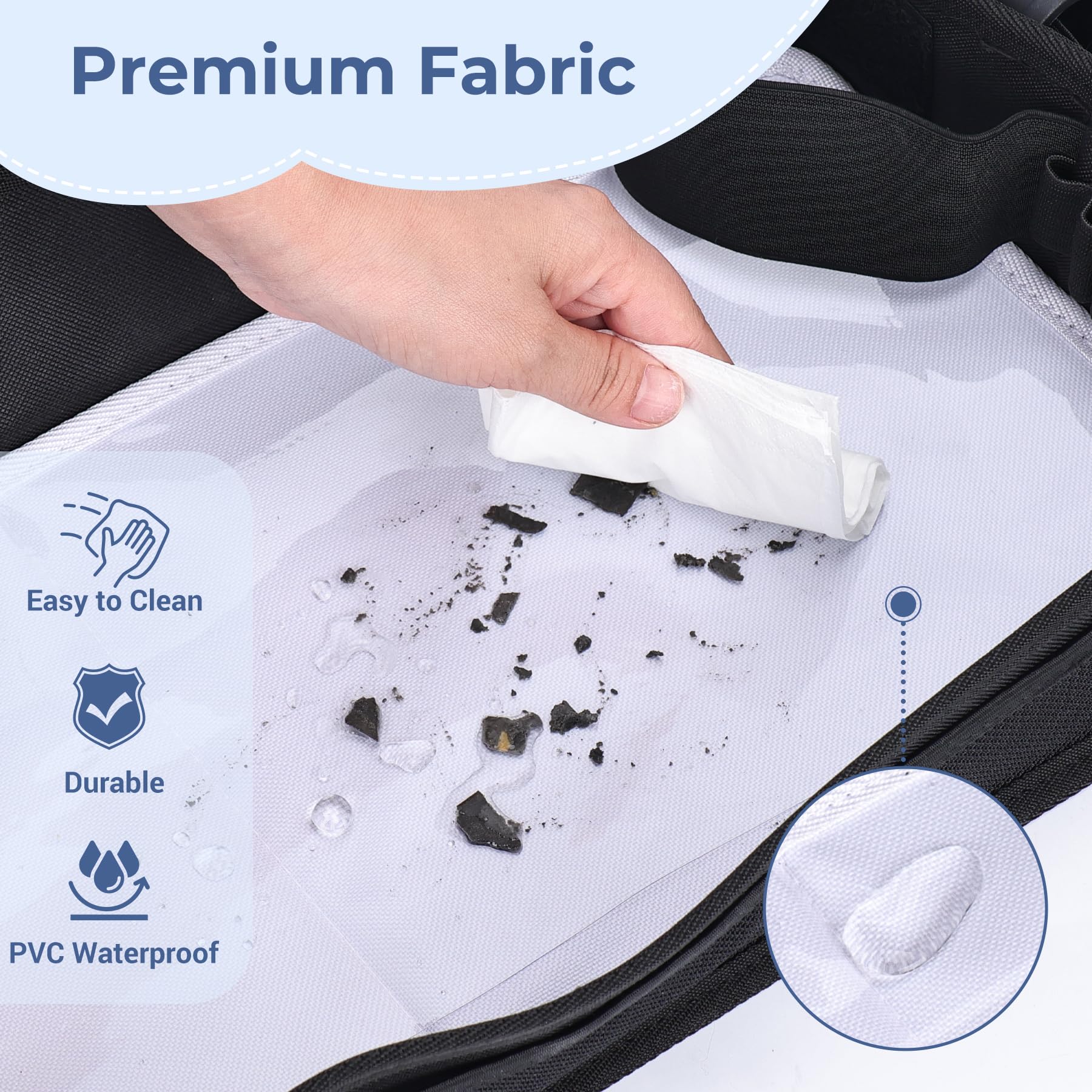 COOLBEBE waterproof fabric resists spills and cleans with a wipe.