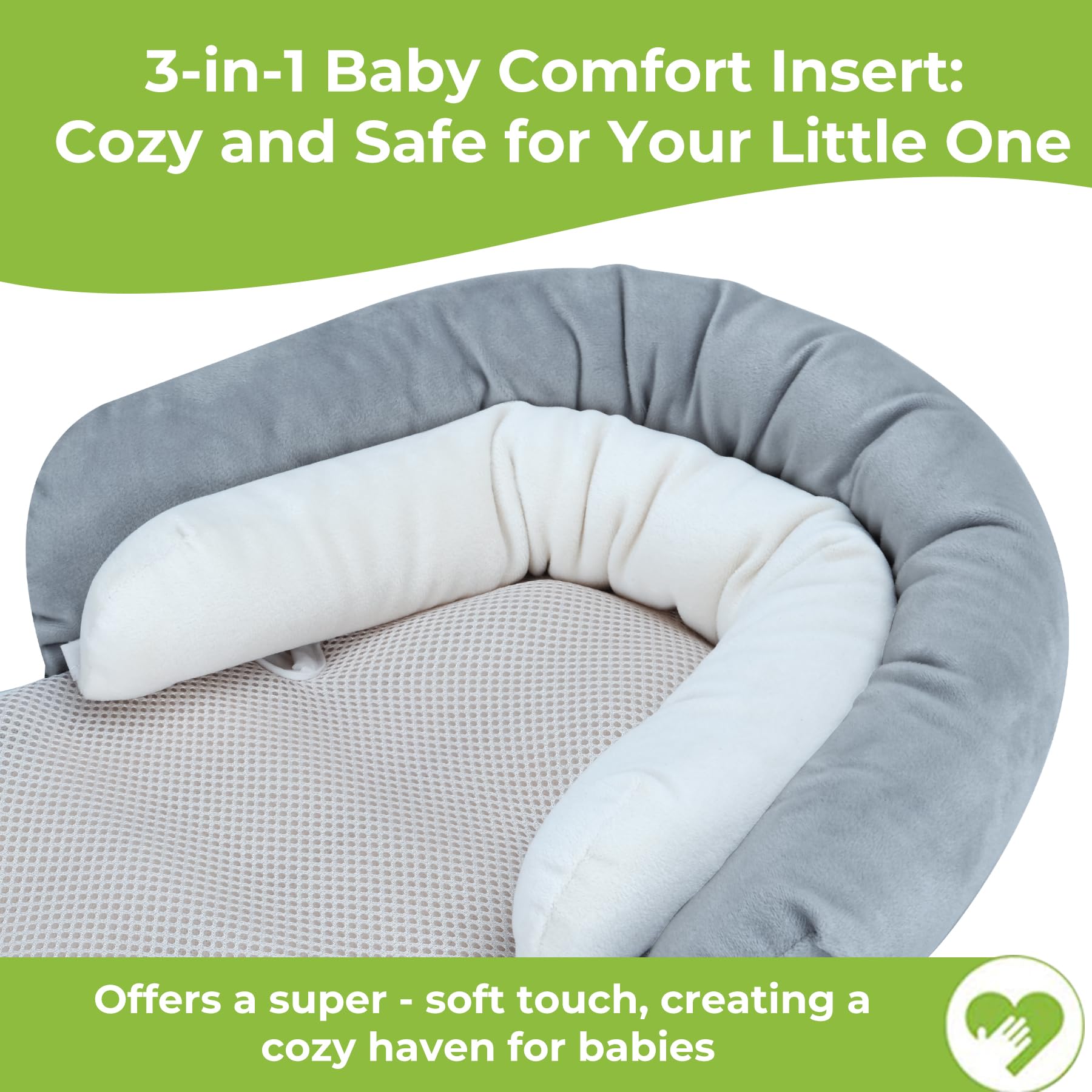 COOLBEBE sandwich mesh liner breathes well to keep baby cool in warm days