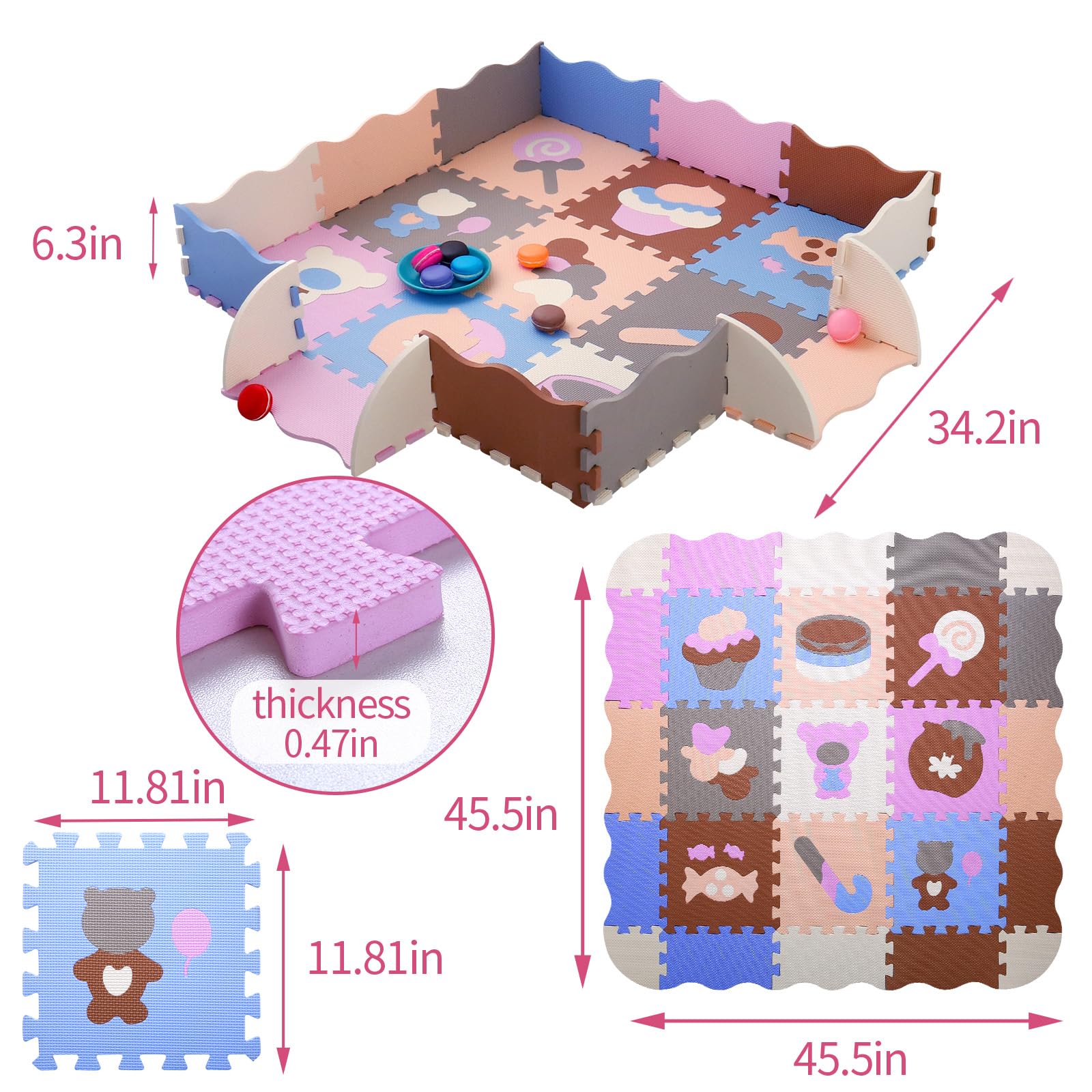 Coolcandy Baby Play Mat edge-and-corner-pieces illustrate full configuration options