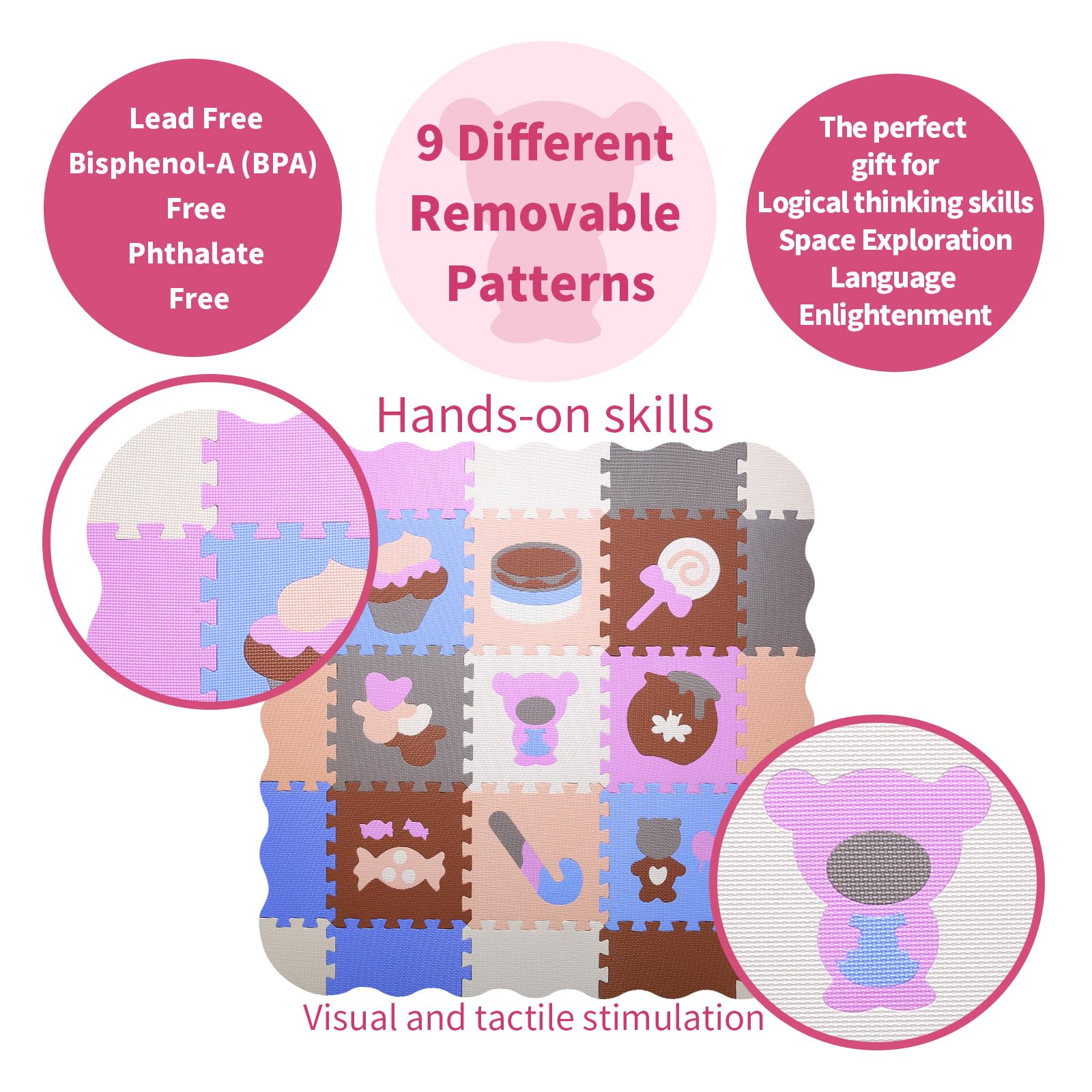 Coolcandy Baby Play Mat kids-on-mat demonstrates colorful patterns for exploration