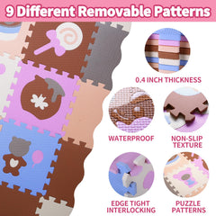 Coolcandy Baby Play Mat side view reveals 0.4-inch cushion for gentle landings