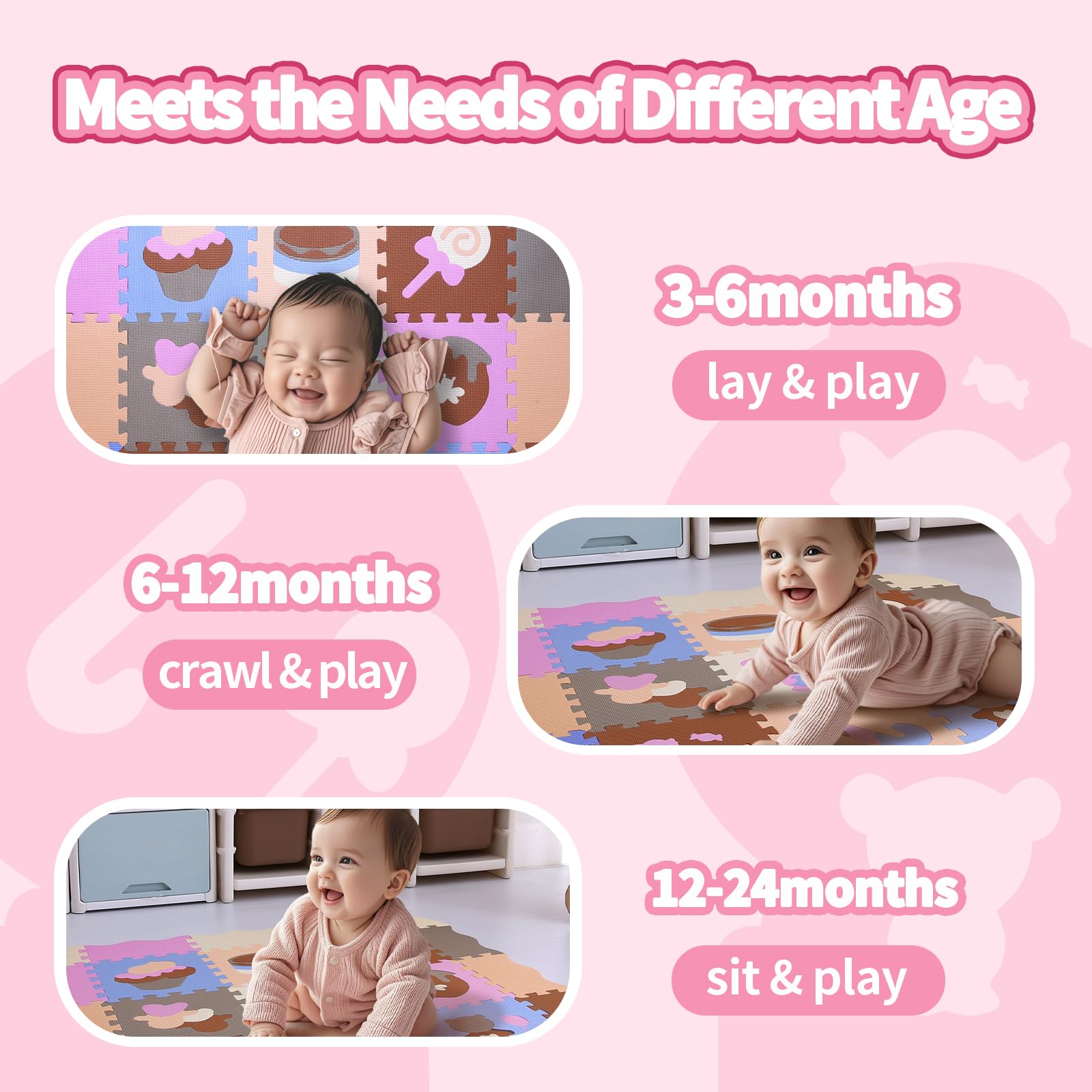 Coolcandy Baby Play Mat waterproof surface simplifies quick wipe-clean messes