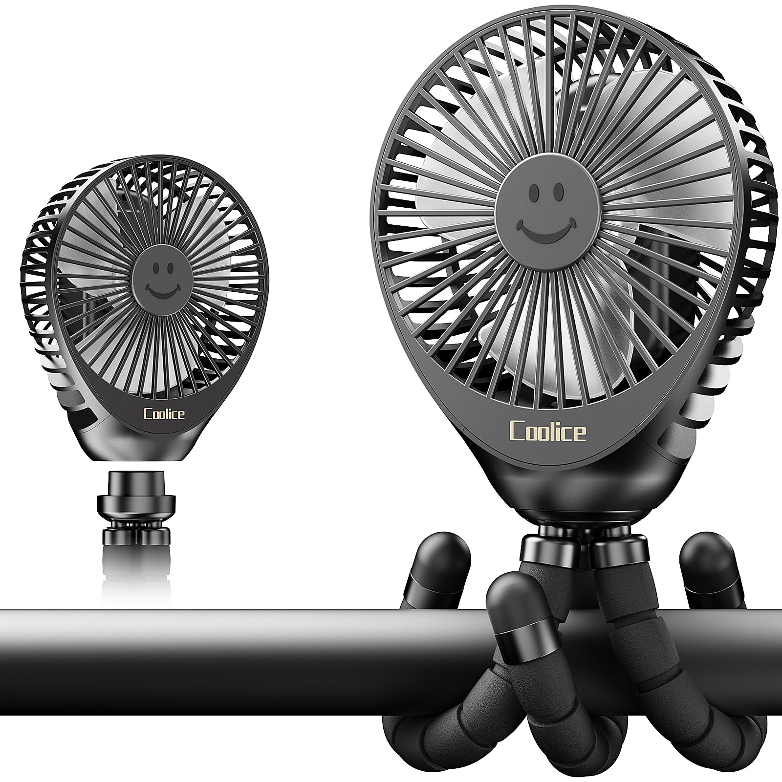 Coolice stroller fan clip-on with removable head for easy charging on the go.