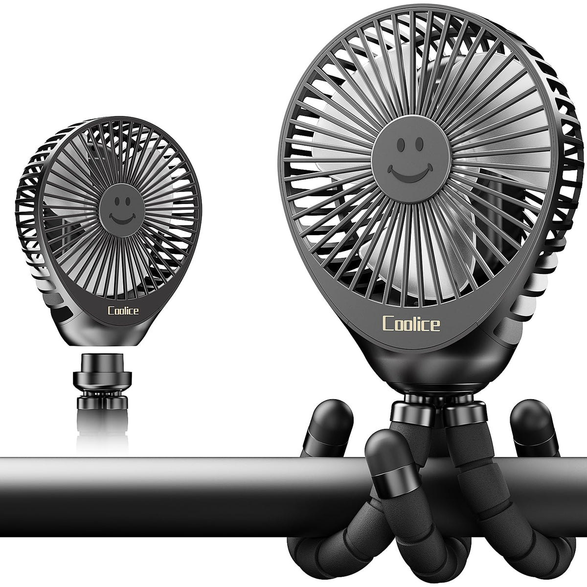 Coolice stroller fan clip-on with removable head for easy charging on the go.