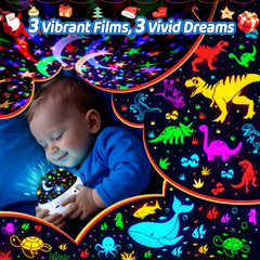COOLNIGHT projector displaying dinosaurs on ceiling for imaginative play