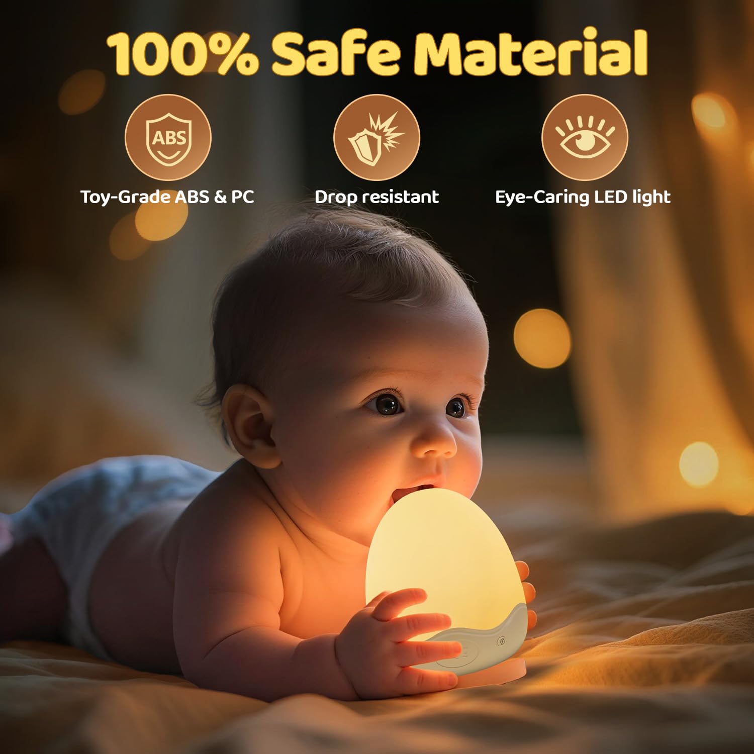 COOLNIGHT egg night light with safe, anti-flicker materials.