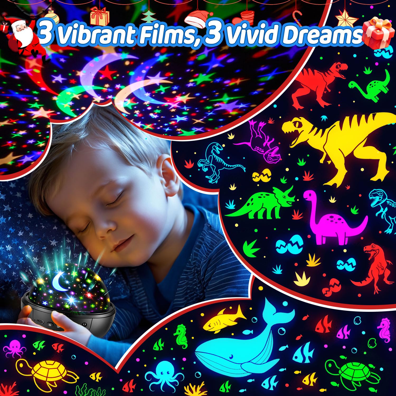 COOLNIGHT star projector Ocean Animals film lights nursery calming scenes