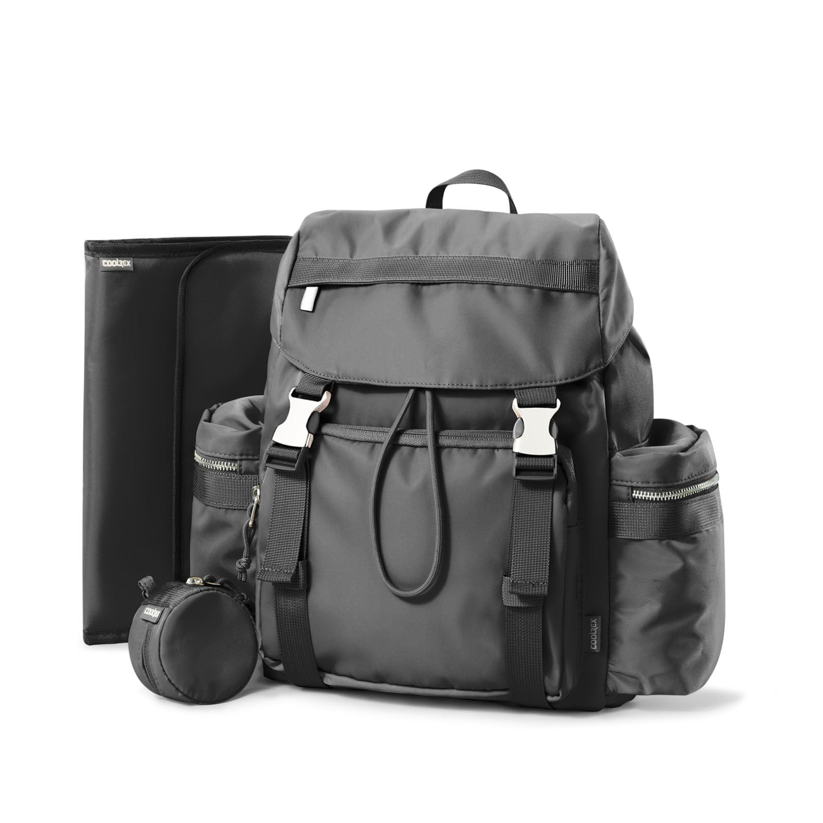 COOLREX Diaper Bag Backpack front view shows a sleek, lightweight design for everyday trips.