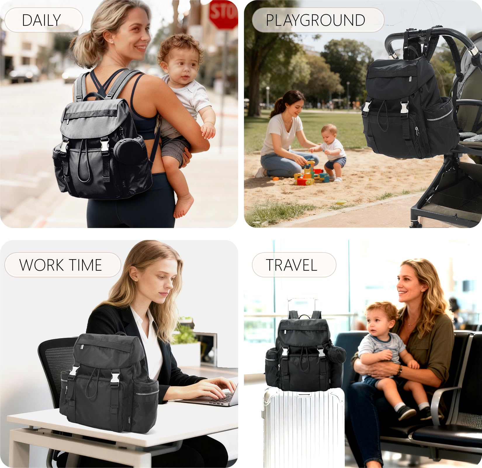 COOLREX Diaper Bag Backpack luggage sleeve allows simple airport transitions.