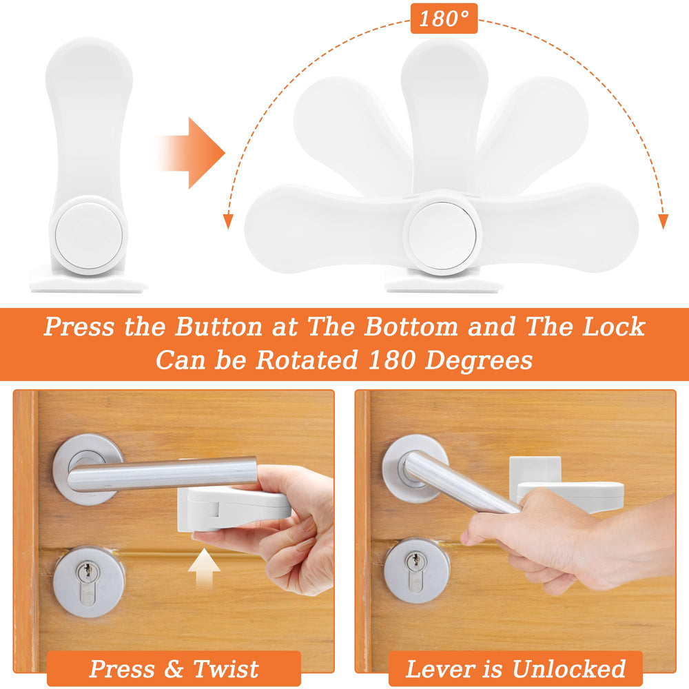 Coolrunner 6P lever lock on smooth door surface preventing toddler access.